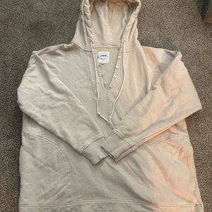 Aerie Cream Hoodie Sweatshirt sz small